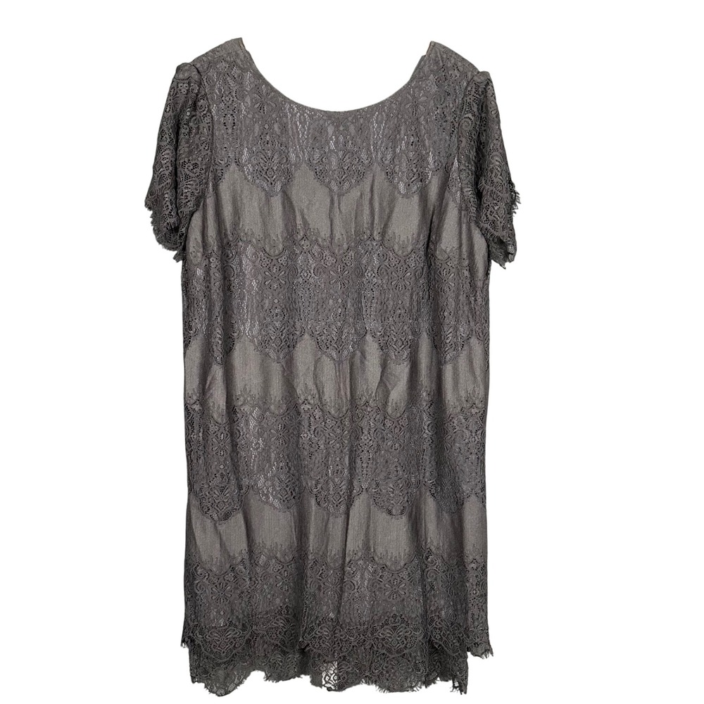 Sundance Northern Sky‎ Dress Layered Lace Dark Gray XXL Feminine Holiday Party